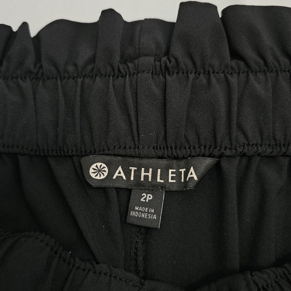 Athleta skyline paper bag waist pants size 2 petite black pants with Belt - Picture 8 of 14